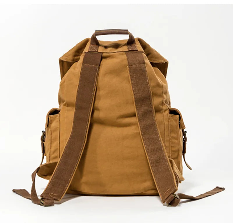 Vintage Leather Military Canvas Travel Backpacks